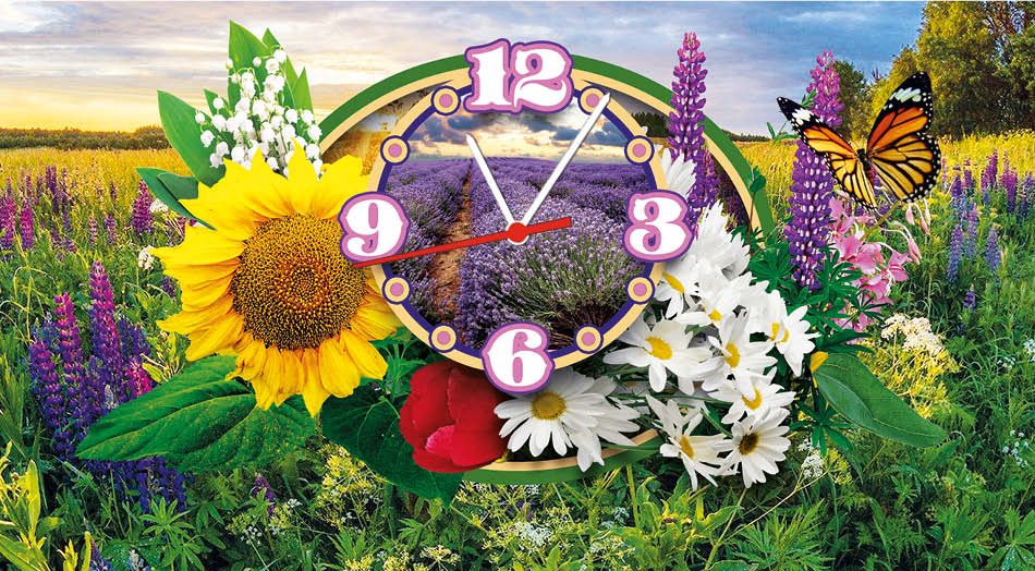Квартальный календарь с часами Цветы России